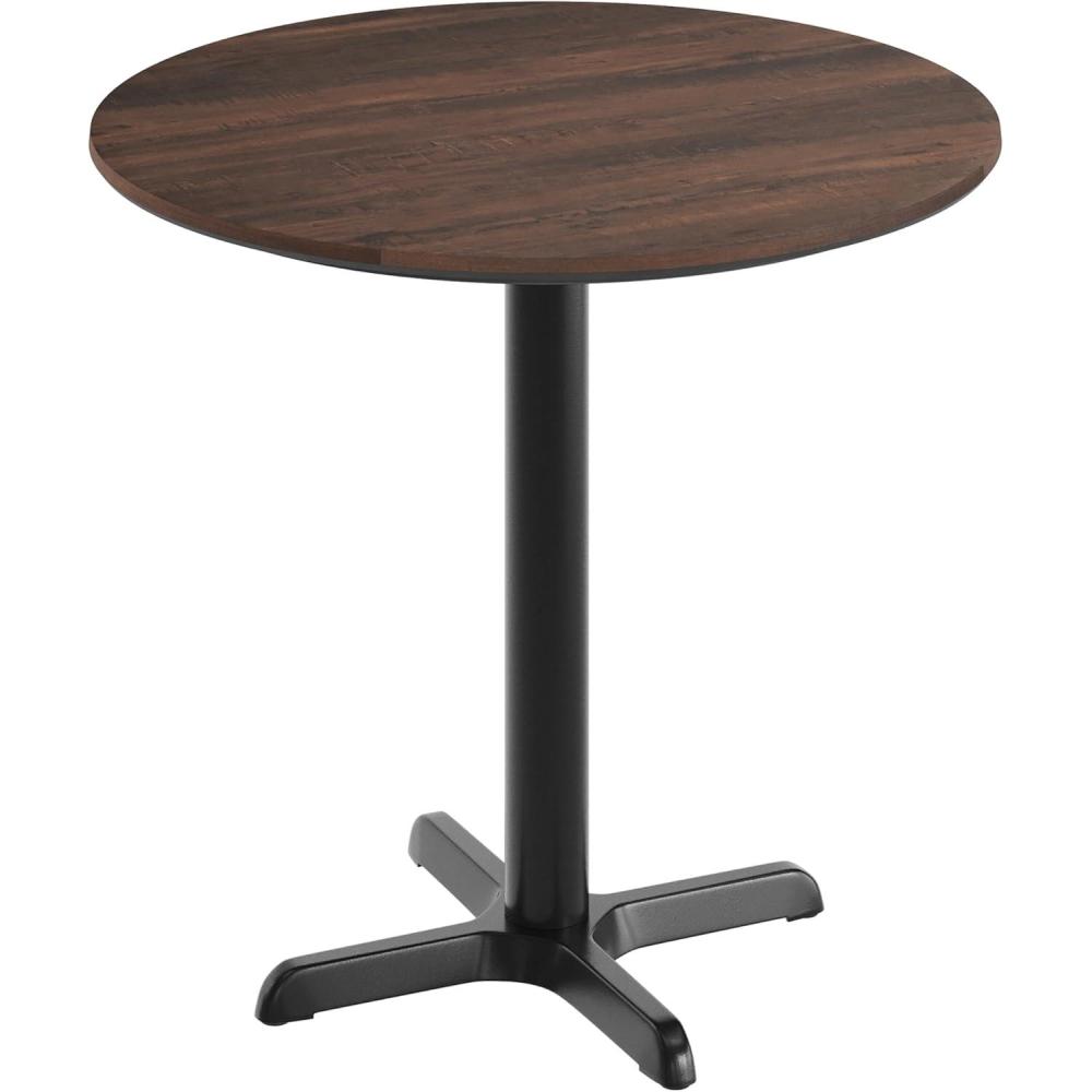 image:imageFlash Furniture Acadia 3125 Round Indoor Dark Brown Tabletop with 22 x 22 Black Table Height X Base Seamless TopGuard HPL Top and EdgeDark BrownBlack Base