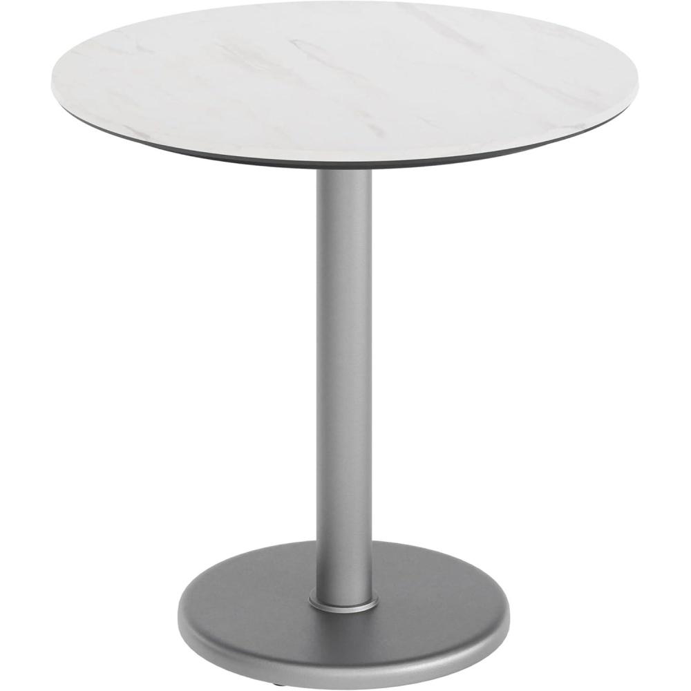 image:imageFlash Furniture Acadia 3125 Round Indoor Outdoor White Faux Marble Tabletop with 18 Round Silver Base Scratch Heat amp UV Resistant Seamless TopGuard Top and EdgeWhite Faux MarbleSilver Base