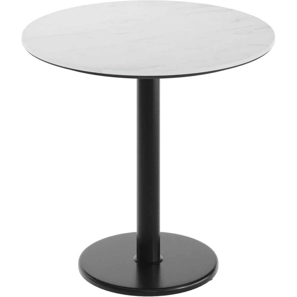 image:imageFlash Furniture Acadia 3125 Round Indoor White Faux Marble Tabletop with 18 Round Black Table Height Base Seamless TopGuard HPL Top and EdgeWhite Faux MarbleBlack Base