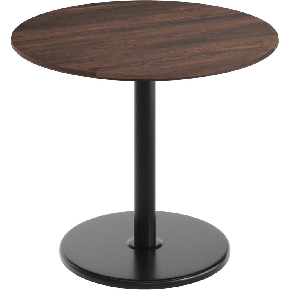 image:imageFlash Furniture Acadia 36 Round Indoor Gray Faux Concrete Tabletop with 24 Round Black Table Height Base Seamless TopGuard HPL Top and EdgeDark BrownBlack Base