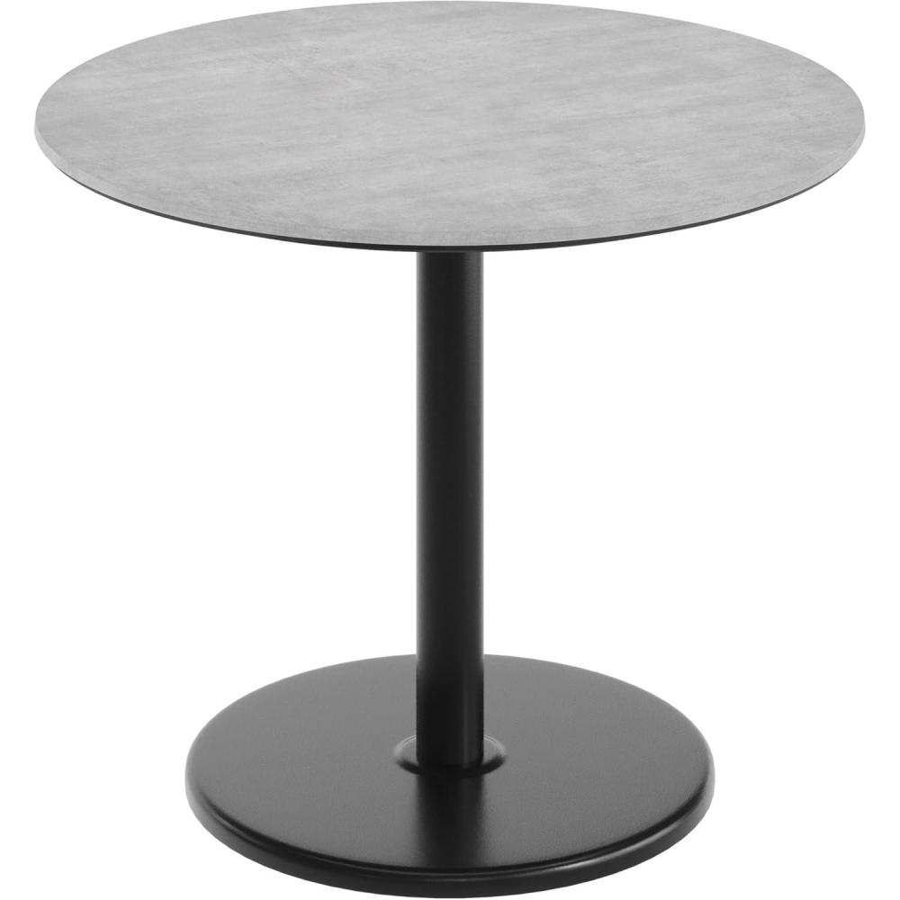 image:imageFlash Furniture Acadia 36 Round Indoor Gray Faux Concrete Tabletop with 24 Round Black Table Height Base Seamless TopGuard HPL Top and EdgeGray Faux ConcreteBlack Base