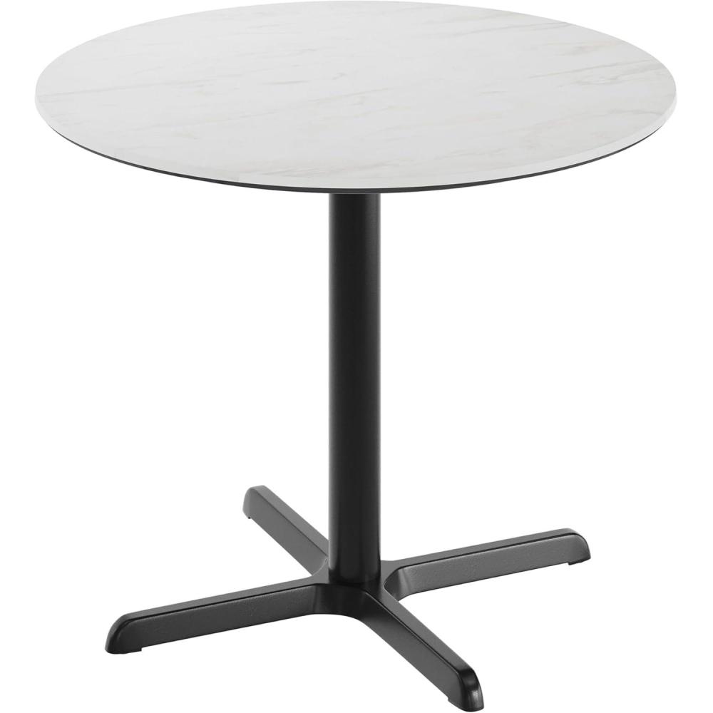 image:imageFlash Furniture Acadia 36 Round Indoor Gray Faux Concrete Tabletop with 30 x 30 Black Table Height X Base Seamless TopGuard HPL Top and EdgeWhite Faux MarbleBlack Base