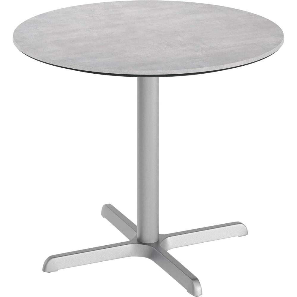 image:imageFlash Furniture Acadia 36 Round Indoor Outdoor Dark Brown Tabletop with 30 x 30 Silver X Base Scratch Heat amp UV Resistant Seamless TopGuard HPL Top and EdgeGray Faux ConcreteSilver Base