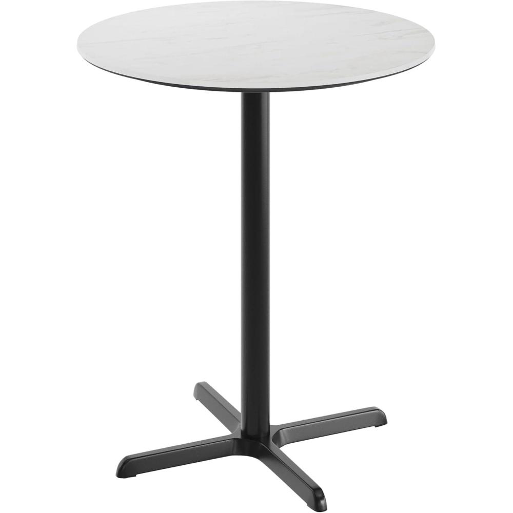 image:imageFlash Furniture Acadia 36 Round Indoor White Faux Marble Tabletop with 30 x 30 Black Bar Height X Base Seamless TopGuard HPL Top and EdgeWhite Faux MarbleBlack Base