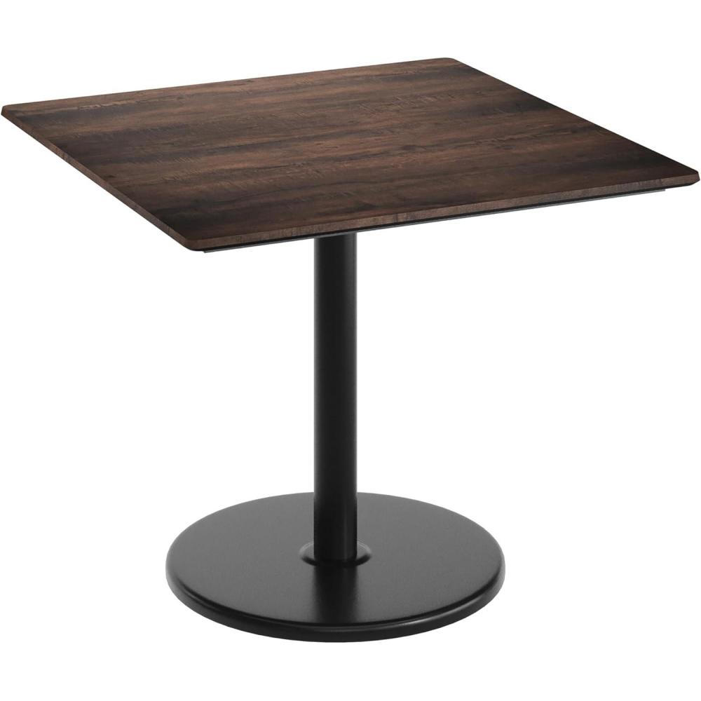 image:imageFlash Furniture Acadia 36 Square Indoor Dark Brown Tabletop with 24 Round Black Table Height Base Seamless TopGuard HPL Top and EdgeDark BrownBlack Base