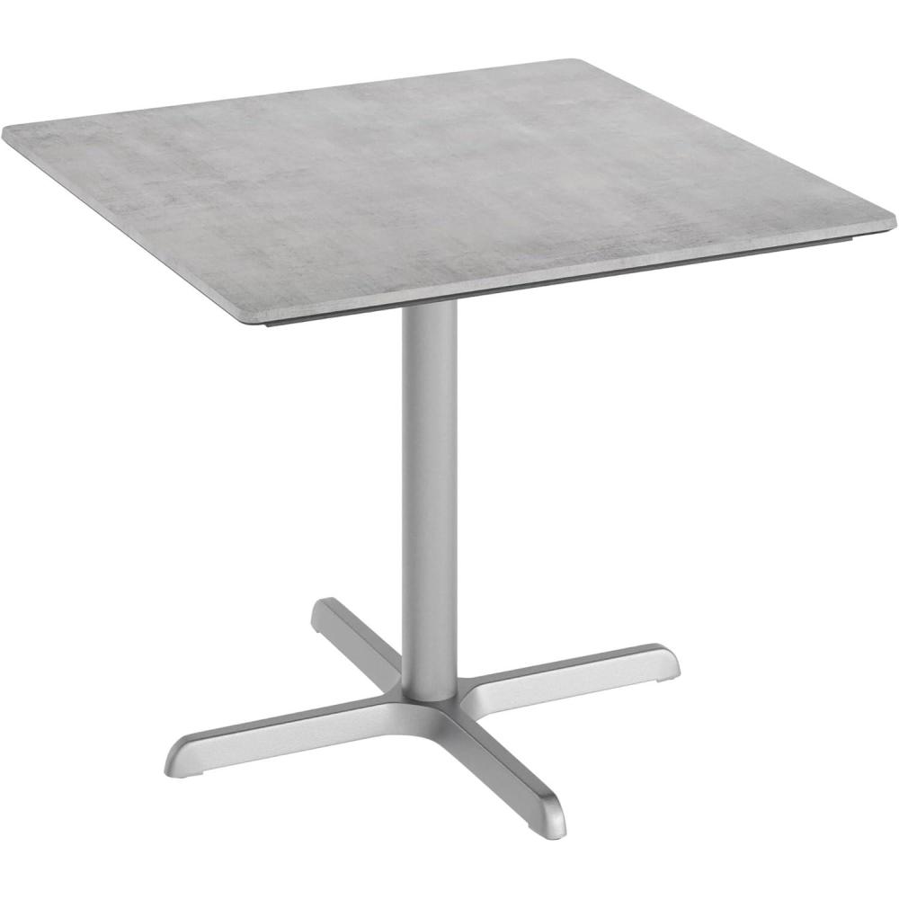 image:imageFlash Furniture Acadia 36 Square Indoor Outdoor Dark Brown Tabletop with 30 x 30 Silver X Base Scratch Heat amp UV Resistant Seamless TopGuard HPL Top and EdgeGray Faux ConcreteSilver Base