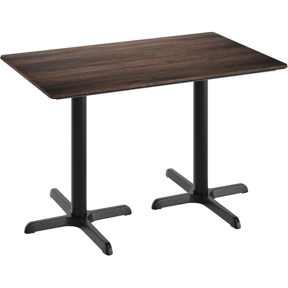 image:imageFlash Furniture Acadia 48 x 30 Indoor Dark Brown Tabletop with Dual 22 x 30 Black Table Height Crisscross Bases Seamless TopGuard HPL Top and EdgeDark BrownBlack Base