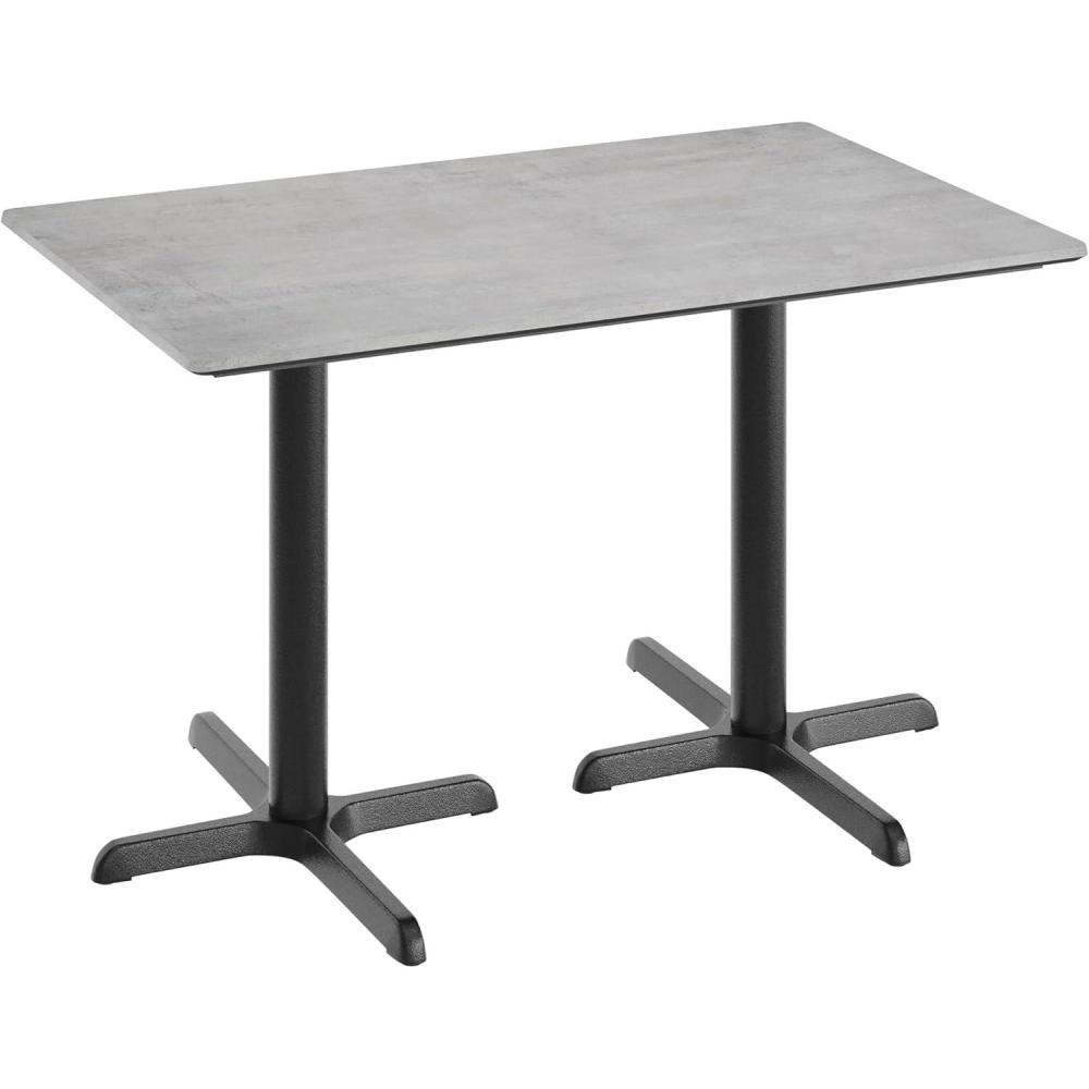 image:imageFlash Furniture Acadia 48 x 30 Indoor Dark Brown Tabletop with Dual 22 x 30 Black Table Height Crisscross Bases Seamless TopGuard HPL Top and EdgeGray Faux ConcreteBlack Base