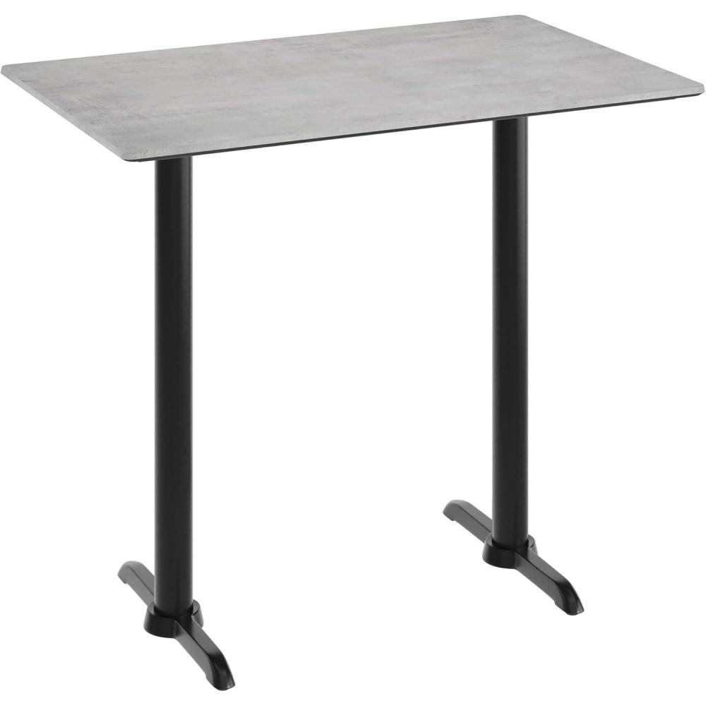 image:imageFlash Furniture Acadia 48 x 30 Indoor Dark Brown Tabletop with Dual 5 x 22 Black Bar Height TBases Seamless TopGuard HPL Top and EdgeGray Faux ConcreteBlack Base
