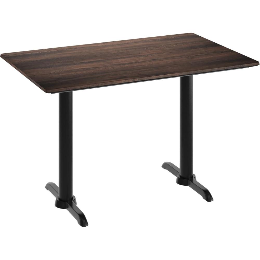 image:imageFlash Furniture Acadia 48 x 30 Indoor Dark Brown Tabletop with Dual 5 x 22 Black Table Height TBases Seamless TopGuard HPL Top and EdgeDark BrownBlack Base