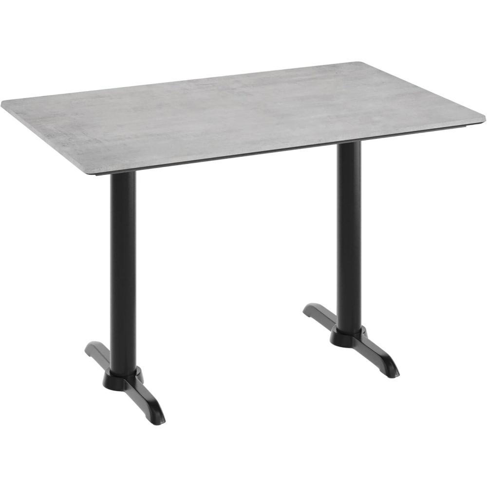 image:imageFlash Furniture Acadia 48 x 30 Indoor Dark Brown Tabletop with Dual 5 x 22 Black Table Height TBases Seamless TopGuard HPL Top and EdgeGray Faux ConcreteBlack Base