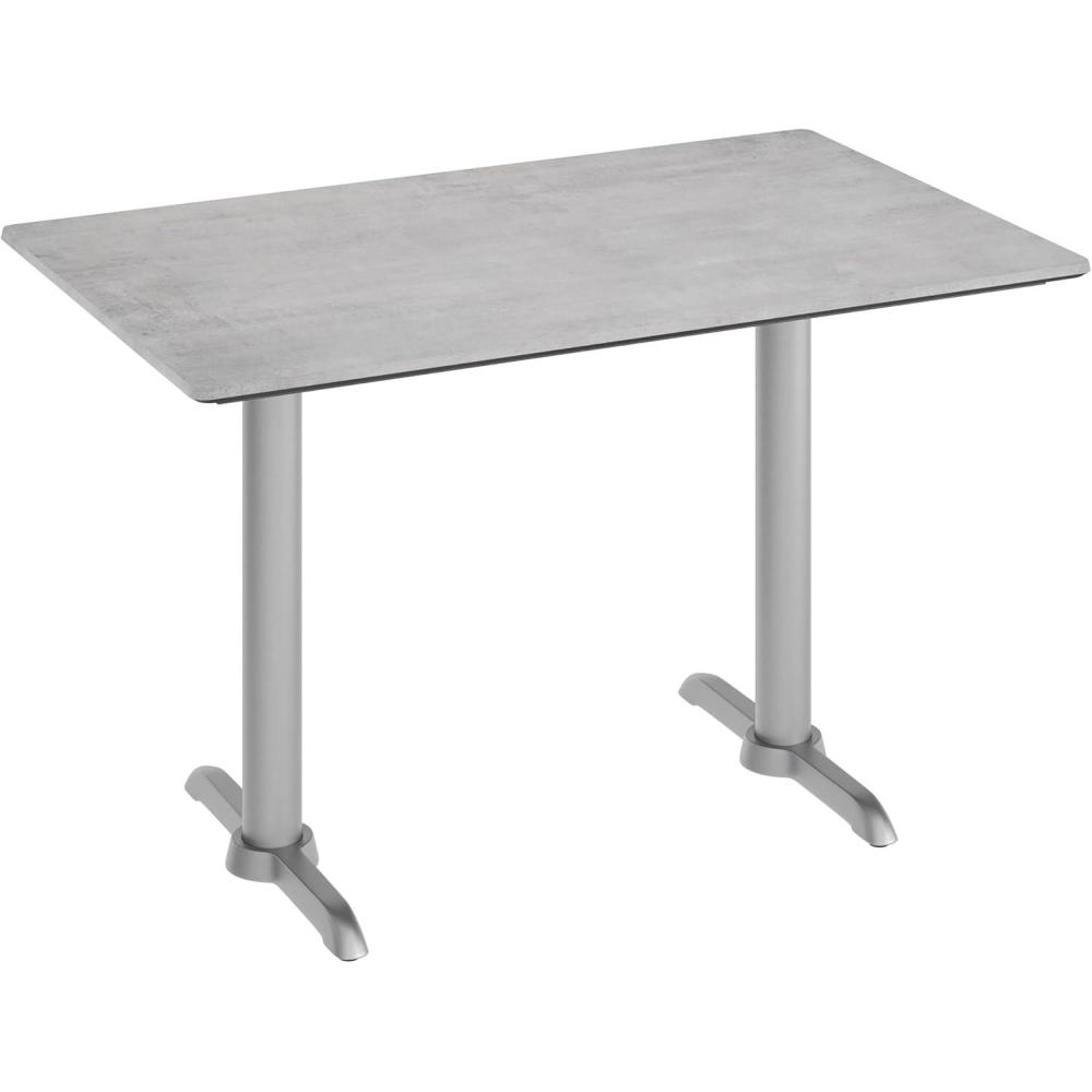 image:imageFlash Furniture Acadia 48x30 Indoor Outdoor Dark Brown Tabletop with Dual 5x22 Silver T Bases Scratch Heat amp UV Resistant Seamless TopGuard HPL Top and EdgeGray Faux ConcreteSilver Base
