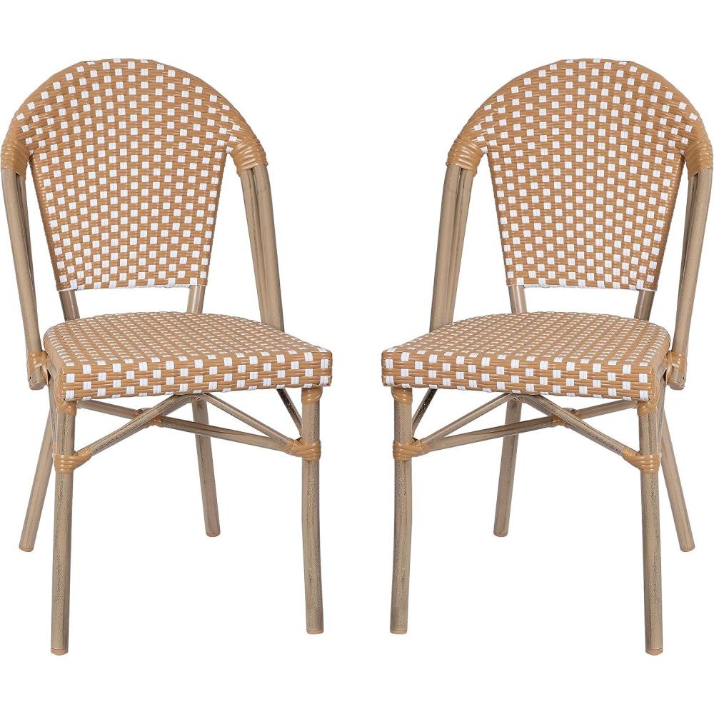 image:imageFlash Furniture AllWeather Commercial Paris Chair Bamboo Print Aluminum FrameNaturalWhite