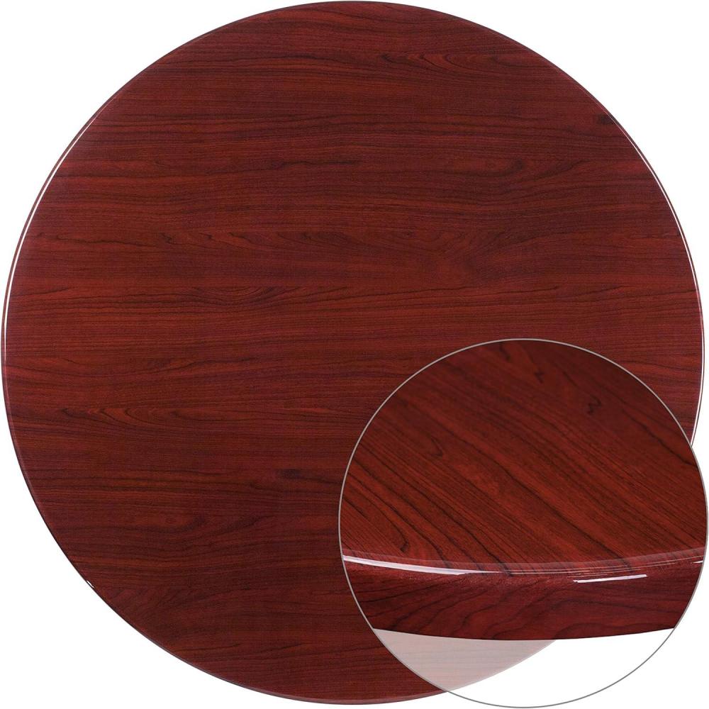 image:imageFlash Furniture Glenbrook 48 Round HighGloss Walnut Resin Table Top with 2 Thick DropLipMahogany
