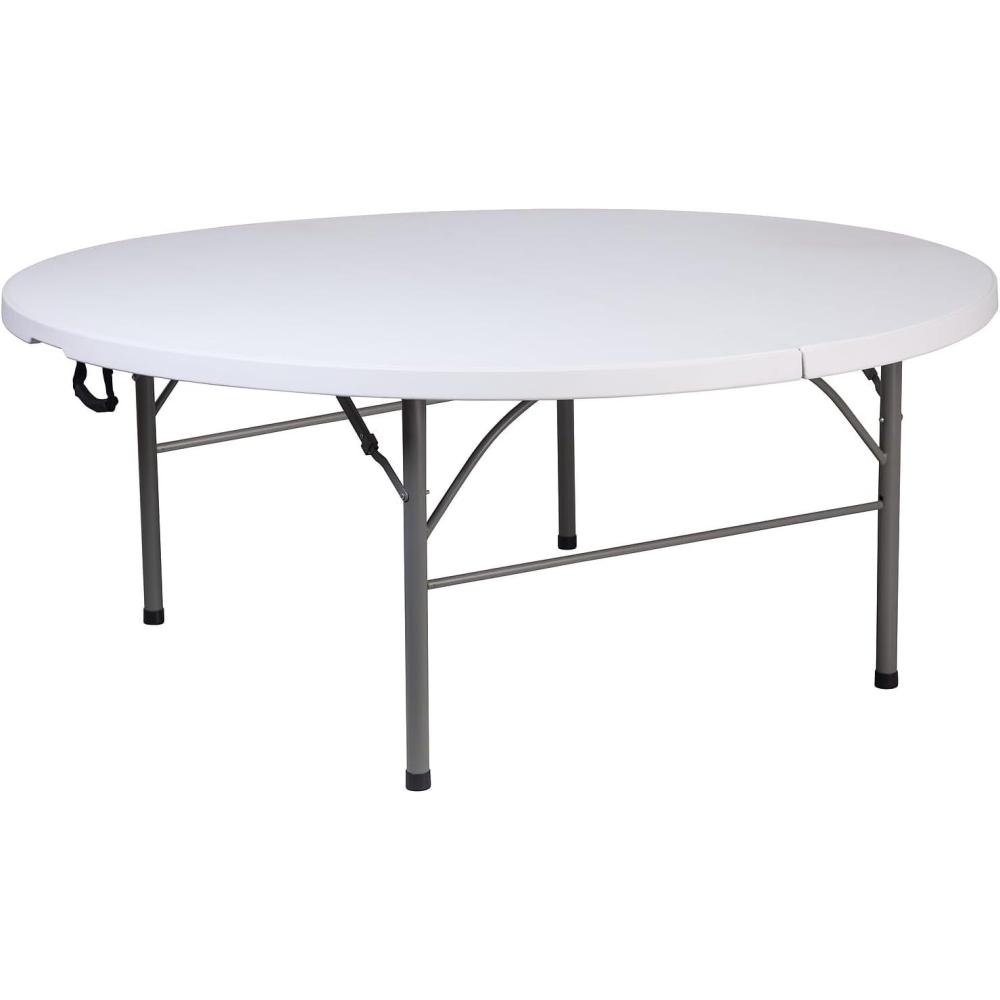 image:imageFlash Furniture Kathryn 589Foot Round BiFold Granite Black Plastic Banquet and Event Folding Table with Carrying HandleGranite White