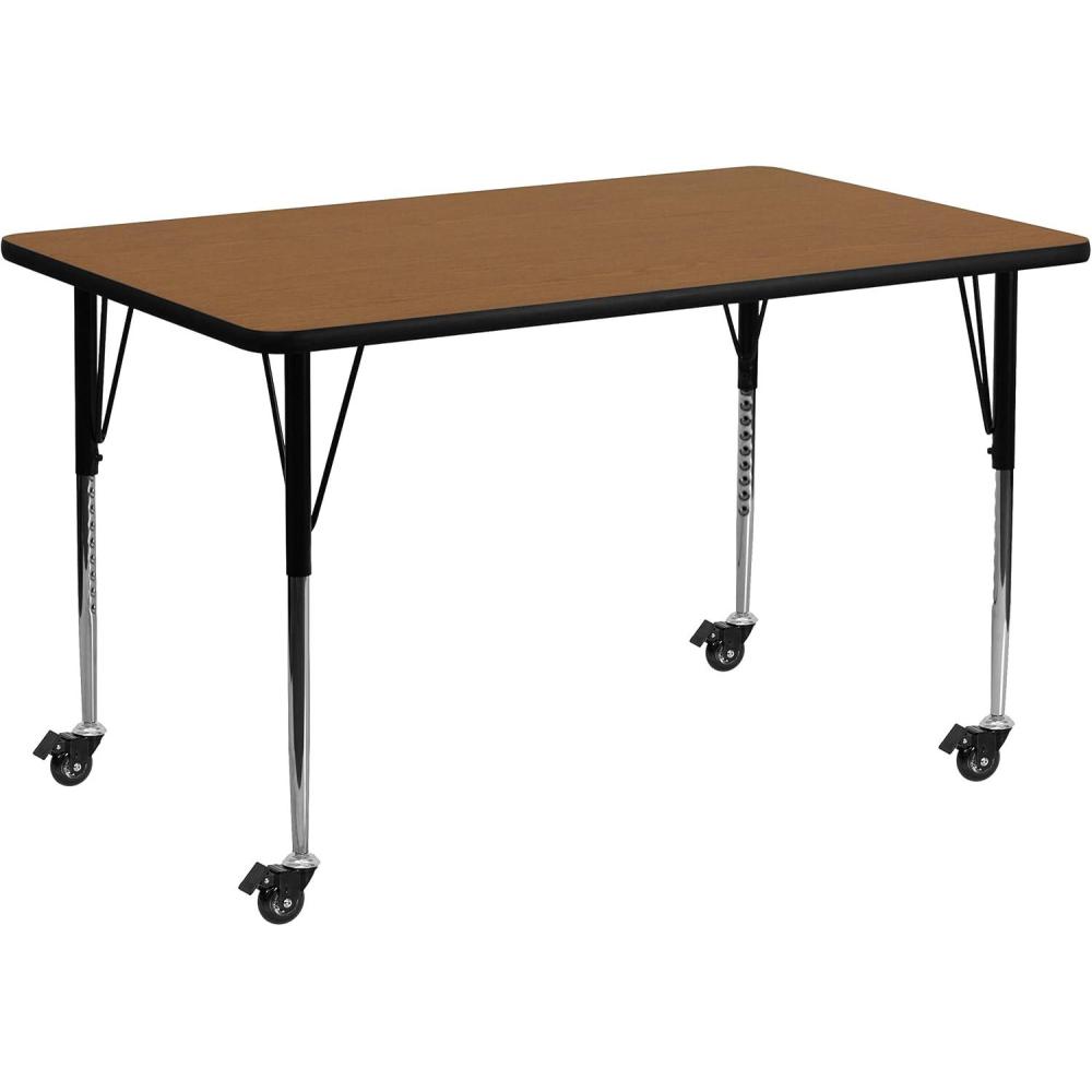 image:imageFlash Furniture Mobile 30W x 72L Rectangular Oak Thermal Laminate Activity Table Standard Height Adjustable LegsOak