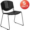 Flash Furniture 5 Pack HERCULES Series 400 lb. Capacity Black Plastic Stack Chair with Black Frame(Set of 5)