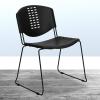 Flash Furniture 5 Pack HERCULES Series 400 lb. Capacity Black Plastic Stack Chair with Black Frame(Set of 5)