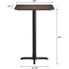Flash Furniture Acadia 30″ x 24″ Indoor Dark Brown Tabletop with 22″ x 22″ Black Bar Height X Base, Seamless TopGuard HPL Top and Edge(Dark Brown/Black Base)