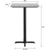 Flash Furniture Acadia 30″ x 24″ Indoor Dark Brown Tabletop with 22″ x 22″ Black Bar Height X Base, Seamless TopGuard HPL Top and Edge(Gray Faux Concrete/Black Base)