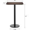 Flash Furniture Acadia 30″ x 24″ Indoor Gray Faux Concrete Tabletop with 18″ Round Black Bar Height Base, Seamless TopGuard HPL Top and Edge(Dark Brown/Black Base)