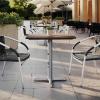 Flash Furniture Acadia 30×24 Round Indoor Outdoor Dark Brown Tabletop with 22″ x 22″ Silver X Base, Scratch, Heat & UV Resistant, Seamless TopGuard HPL Top and Edge(Dark Brown/Silver Base)