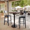 Flash Furniture Acadia 31.25″ Round Indoor Dark Brown Tabletop with 18″ Round Black Bar Height Base, Seamless TopGuard HPL Top and Edge(Dark Brown/Black Base)