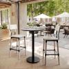 Flash Furniture Acadia 31.25″ Round Indoor Dark Brown Tabletop with 18″ Round Black Bar Height Base, Seamless TopGuard HPL Top and Edge(Gray Faux Concrete/Black Base)