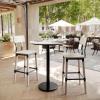 Flash Furniture Acadia 31.25″ Round Indoor Dark Brown Tabletop with 18″ Round Black Bar Height Base, Seamless TopGuard HPL Top and Edge(White Faux Marble/Black Base)