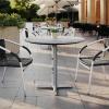 Flash Furniture Acadia 31.25″ Round Indoor Outdoor Gray Faux Concrete Tabletop, 22″ x 22″ Silver X Base, Scratch, Heat & UV Resistant, Seamless TopGuard Top and Edge(Gray Faux Concrete/Silver Base)