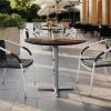 Flash Furniture Acadia 31.25″ Round Indoor Outdoor Gray Faux Concrete Tabletop, 22″ x 22″ Silver X Base, Scratch, Heat & UV Resistant, Seamless TopGuard Top and Edge(Dark Brown/Silver Base)