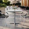 Flash Furniture Acadia 31.25″ Round Indoor Outdoor Gray Faux Concrete Tabletop, 22″ x 22″ Silver X Base, Scratch, Heat & UV Resistant, Seamless TopGuard Top and Edge(White Faux Marble/Silver Base)