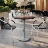 Flash Furniture Acadia 31.25″ Round Indoor Outdoor White Faux Marble Tabletop with 18″ Round Silver Base, Scratch, Heat & UV Resistant, Seamless TopGuard Top and Edge(Dark Brown/Silver Base)