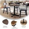 Flash Furniture Acadia 36″ Round Indoor Gray Faux Concrete Tabletop with 30″ x 30″ Black Table Height X Base, Seamless TopGuard HPL Top and Edge(Dark Brown/Black Base)