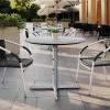 Flash Furniture Acadia 36″ Round Indoor Outdoor Dark Brown Tabletop with 30″ x 30″ Silver X Base, Scratch, Heat & UV Resistant, Seamless TopGuard HPL Top and Edge(Gray Faux Concrete/Silver Base)