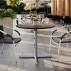 Flash Furniture Acadia 36″ Round Indoor Outdoor Dark Brown Tabletop with 30″ x 30″ Silver X Base, Scratch, Heat & UV Resistant, Seamless TopGuard HPL Top and Edge(Dark Brown/Silver Base)