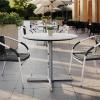 Flash Furniture Acadia 36″ Round Indoor Outdoor Dark Brown Tabletop with 30″ x 30″ Silver X Base, Scratch, Heat & UV Resistant, Seamless TopGuard HPL Top and Edge(White Faux Marble/Silver Base)