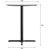 Flash Furniture Acadia 36″ Round Indoor White Faux Marble Tabletop with 30″ x 30″ Black Bar Height X Base, Seamless TopGuard HPL Top and Edge(White Faux Marble/Black Base)