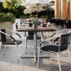 Flash Furniture Acadia 36″ Square Indoor Outdoor Dark Brown Tabletop with 30″ x 30″ Silver X Base, Scratch, Heat & UV Resistant, Seamless TopGuard HPL Top and Edge(Dark Brown/Silver Base)