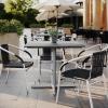 Flash Furniture Acadia 36″ Square Indoor Outdoor Dark Brown Tabletop with 30″ x 30″ Silver X Base, Scratch, Heat & UV Resistant, Seamless TopGuard HPL Top and Edge(Gray Faux Concrete/Silver Base)