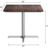 Flash Furniture Acadia 36″ Square Indoor Outdoor Dark Brown Tabletop with 30″ x 30″ Silver X Base, Scratch, Heat & UV Resistant, Seamless TopGuard HPL Top and Edge(Dark Brown/Silver Base)