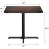Flash Furniture Acadia 36″ Square Indoor Outdoor Dark Brown Tabletop with 30″ x 30″ Silver X Base, Scratch, Heat & UV Resistant, Seamless TopGuard HPL Top and Edge(Dark Brown/Black Base)