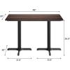 Flash Furniture Acadia 48″ x 30″ Indoor Dark Brown Tabletop with Dual 22″ x 30″ Black Table Height Crisscross Bases, Seamless TopGuard HPL Top and Edge(Dark Brown/Black Base)