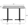 Flash Furniture Acadia 48″ x 30″ Indoor Dark Brown Tabletop with Dual 22″ x 30″ Black Table Height Crisscross Bases, Seamless TopGuard HPL Top and Edge(Gray Faux Concrete/Black Base)