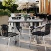 Flash Furniture Acadia 48×30 Indoor Outdoor Dark Brown Tabletop with Dual 5″x22″ Silver T Bases, Scratch, Heat & UV Resistant, Seamless TopGuard HPL Top and Edge(Gray Faux Concrete/Silver Base)