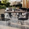 Flash Furniture Acadia 48×30 Indoor Outdoor Dark Brown Tabletop with Dual 5″x22″ Silver T Bases, Scratch, Heat & UV Resistant, Seamless TopGuard HPL Top and Edge(Dark Brown/Silver Base)