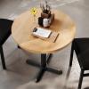 Flash Furniture Bennett 30″ Round Solid Wood Commercial Indoor Tabletop in Dark Brown with 22″ x 22″ Dining Height Black Cast Iron X Base, 300 lb. Static Capacity(Natural Top/Black Base)