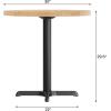Flash Furniture Bennett 30″ Round Solid Wood Commercial Indoor Tabletop in Dark Brown with 22″ x 22″ Dining Height Black Cast Iron X Base, 300 lb. Static Capacity(Natural Top/Black Base)