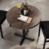 Flash Furniture Bennett 30″ Round Solid Wood Commercial Indoor Tabletop in Dark Brown with 22″ x 22″ Dining Height Black Cast Iron X Base, 300 lb. Static Capacity(Dark Brown Top/Black Base)