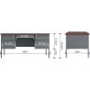 Flash Furniture Cambridge Double Pedestal Desk with 3 Locking Drawers, Commercial Grade Teacher’s or Office Desk, 30×60, Metal Frame, Mahogany/Charcoal